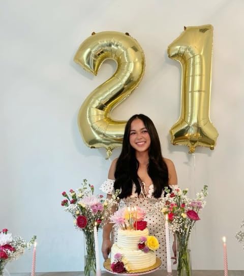 Light Gold Number 1 Balloon 40 inch, Number 1 Birthday Balloon for Boy Girl, Champagne Gold Foil One Balloon for 1st 10 11 12 16 18 Birthday Party, Anniversary Celebration Number Balloons Decorations