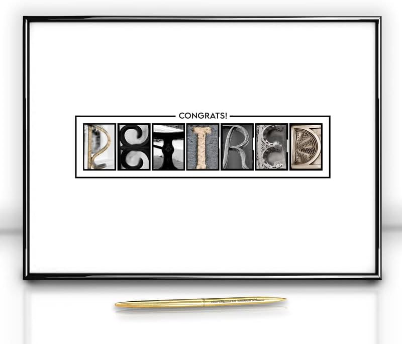 Framed Retirement Decorations Guest Book for Men 12"x16" Black Frame, Party Decor - including Gold Pen & Acrylic Glass - Happy Retirement Card Centerpieces, Retired Party Decor Gifts for Him