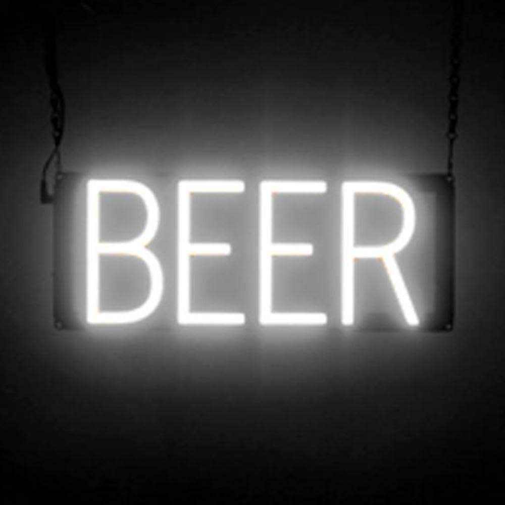SpellBrite BEER Sign | Beer-Related Sign with Neon Look, White LED Light Source | 15.7" x 6.3"
