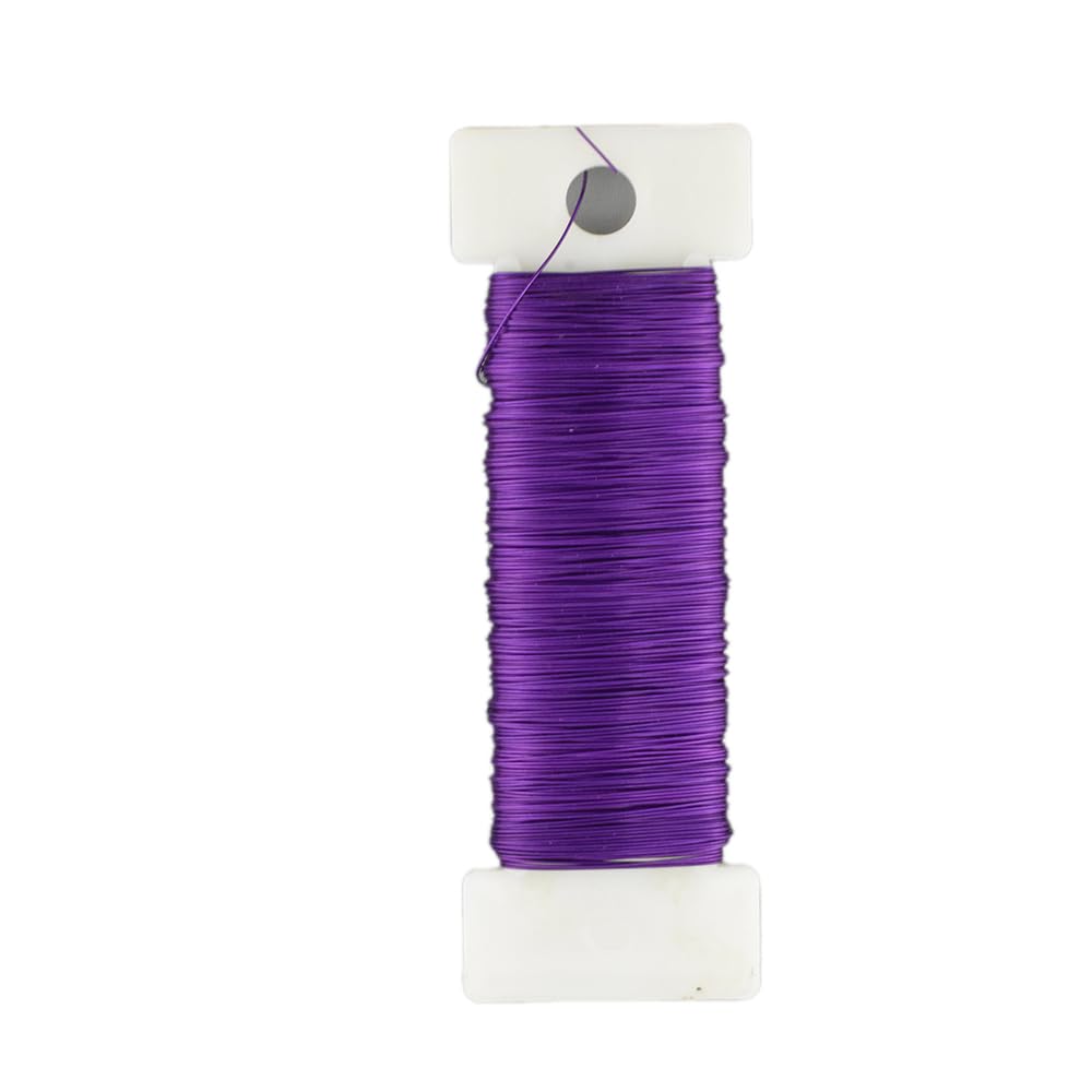 HAHIYO 26Gauge Purple Metal Floral Wire - 1 Roll, 38 Yards (115 Feet) - Flexible Paddle Wire for Craft, Christmas Wreath, Flower Arrangement, Bouquet Wrapping, Wedding, DIY