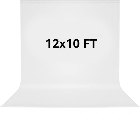 12x10 FT White Backdrop Background for Photography, 100% Polyester Photo Booth Backdrop Foldable Washable White Screen for Portrait Photoshoots Booth Party Video Studio