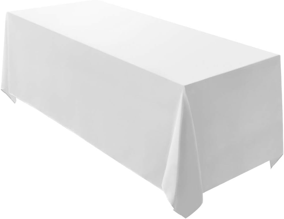 Surmente White Rectangle Tablecloth 90 x 132-inch Rectangular Polyester Table Cloth for Weddings, Banquets, or Restaurants