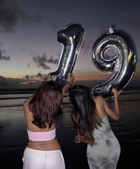 40 Inch Big Silver 9 Balloon Number, Jumbo Giant Happy 9th 19 29 39 49 99 Birthday Party Decorations, Large Nine Mylar Foil Anniversary Birthday Party Engagement Decorations