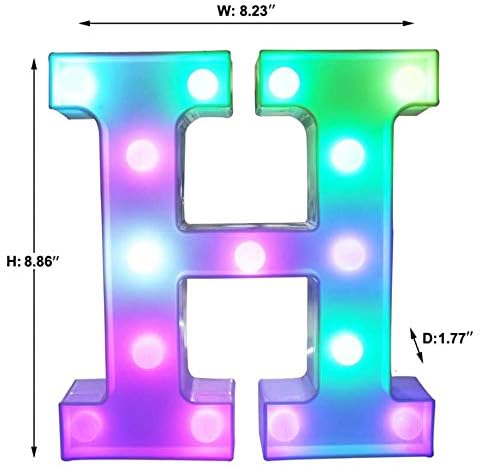 Pooqla Colorful Marquee Letters LED Light Up Letters with Remote, Party Birthday Letter with Lights Decorations for Classroom Room Dorm Home - Multicolor Letter H
