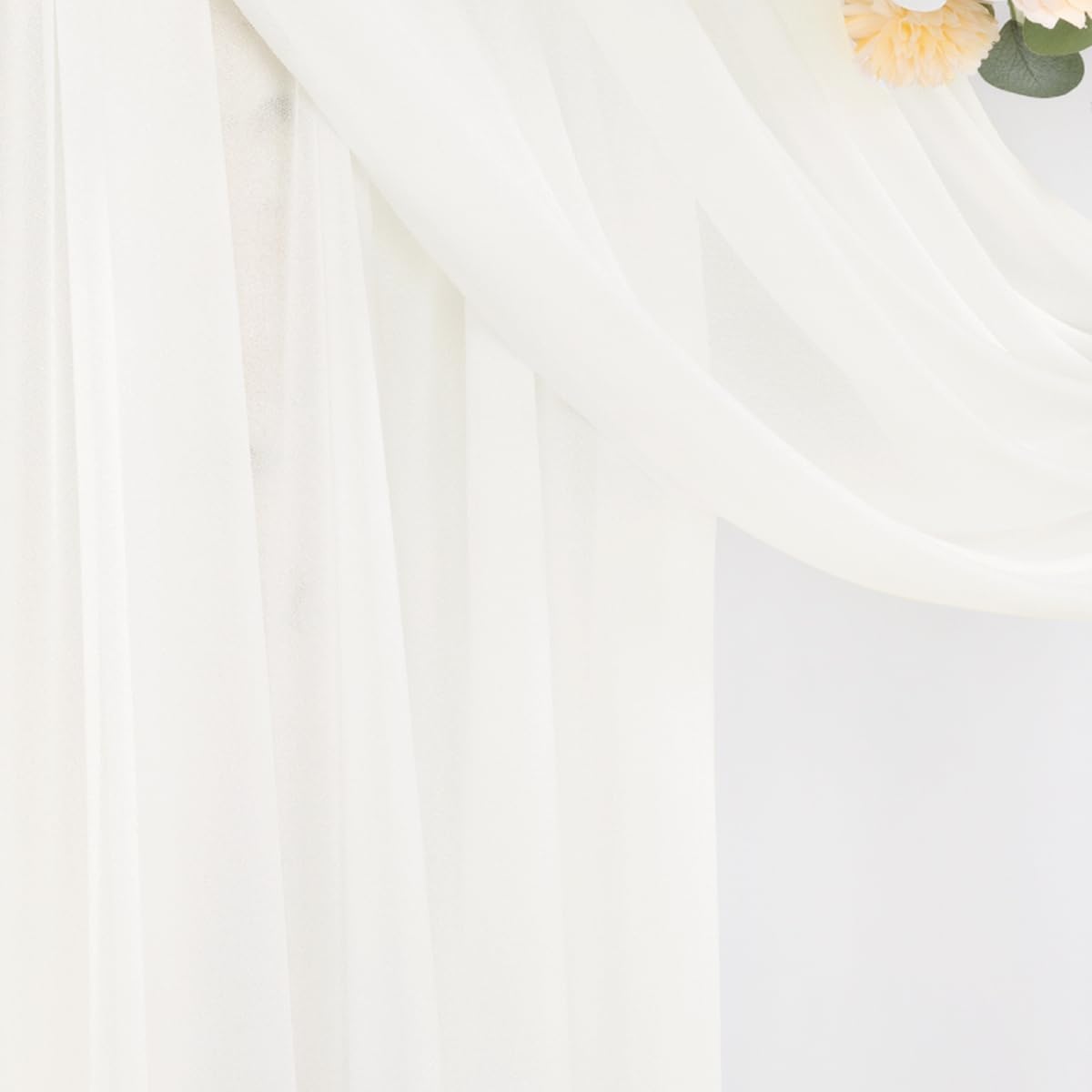 Ivory Wedding Arch Draping Fabric 2 Panels 29" x 20 FT White Drapes for Backdrop Sheer Curtains Wedding Drapes for Romantic Bridal Baby Shower Ceremony Birthday Party Fall Outdoor Events