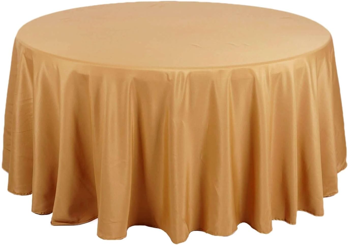 Efavormart Round Tablecloth, 132 Inch Stain & Wrinkle Resistant Washable Table Cloth, Decorative Polyester Fabric Table Cover for Banquet, Wedding, Dining- Gold