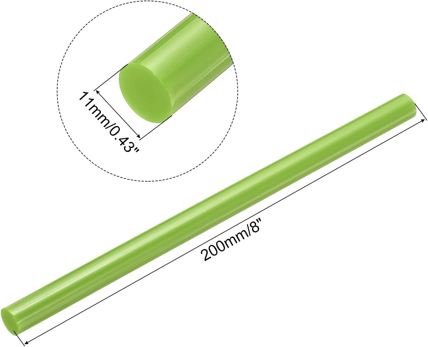 uxcell 20pcs Hot Glue Sticks for Glue Gun 11mm/0.43-inch x 8-inch Mini Hot Melt Adhesive Glue Stick Light Green
