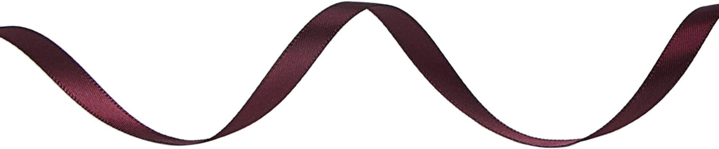 Ribbli Double Faced Burgundy Satin Ribbon,1/4” x Continuous 25 Yards,Use for Bows Bouquet,Gift Wrapping,Floral Arrangement