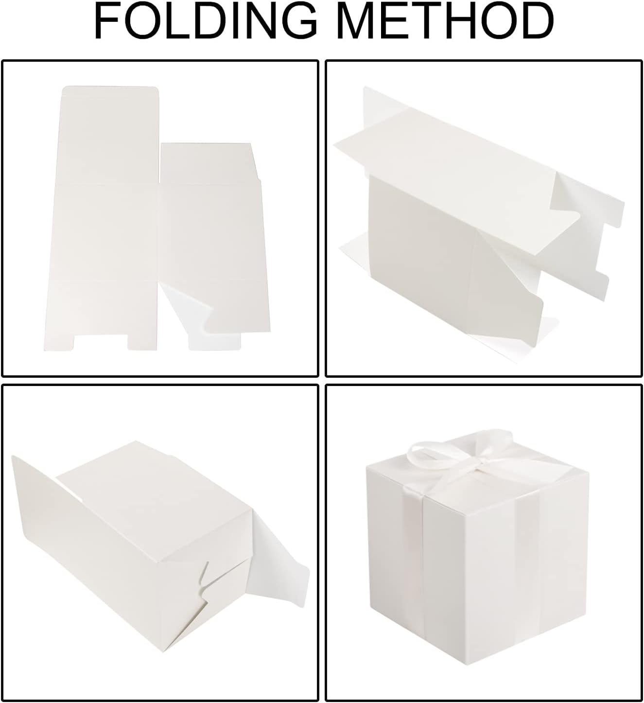 COTOPHER Small Gift Boxes 25 Pack 6x6x6 inches White Gift Boxes with Lids for Gifts, Crafting, Wedding Party Favor, Cupcake Boxes, Candy, Bridesmaids Proposal Box with Ribbons and Stickers