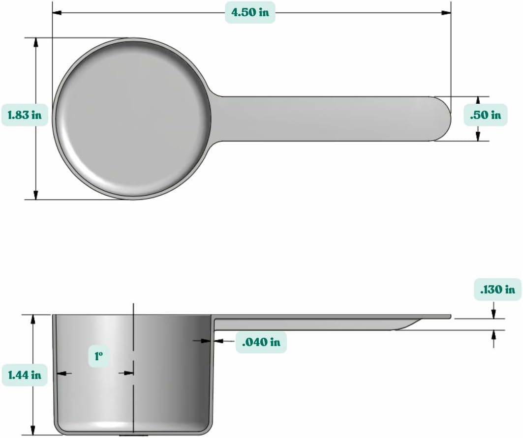 53 mL (1.8 Oz. | 3.58 Tablespoon) Long Handle Scoop for Measuring Coffee, Pet Food, Grains, Protein, Spices and Other Dry Goods (Pack of 100)