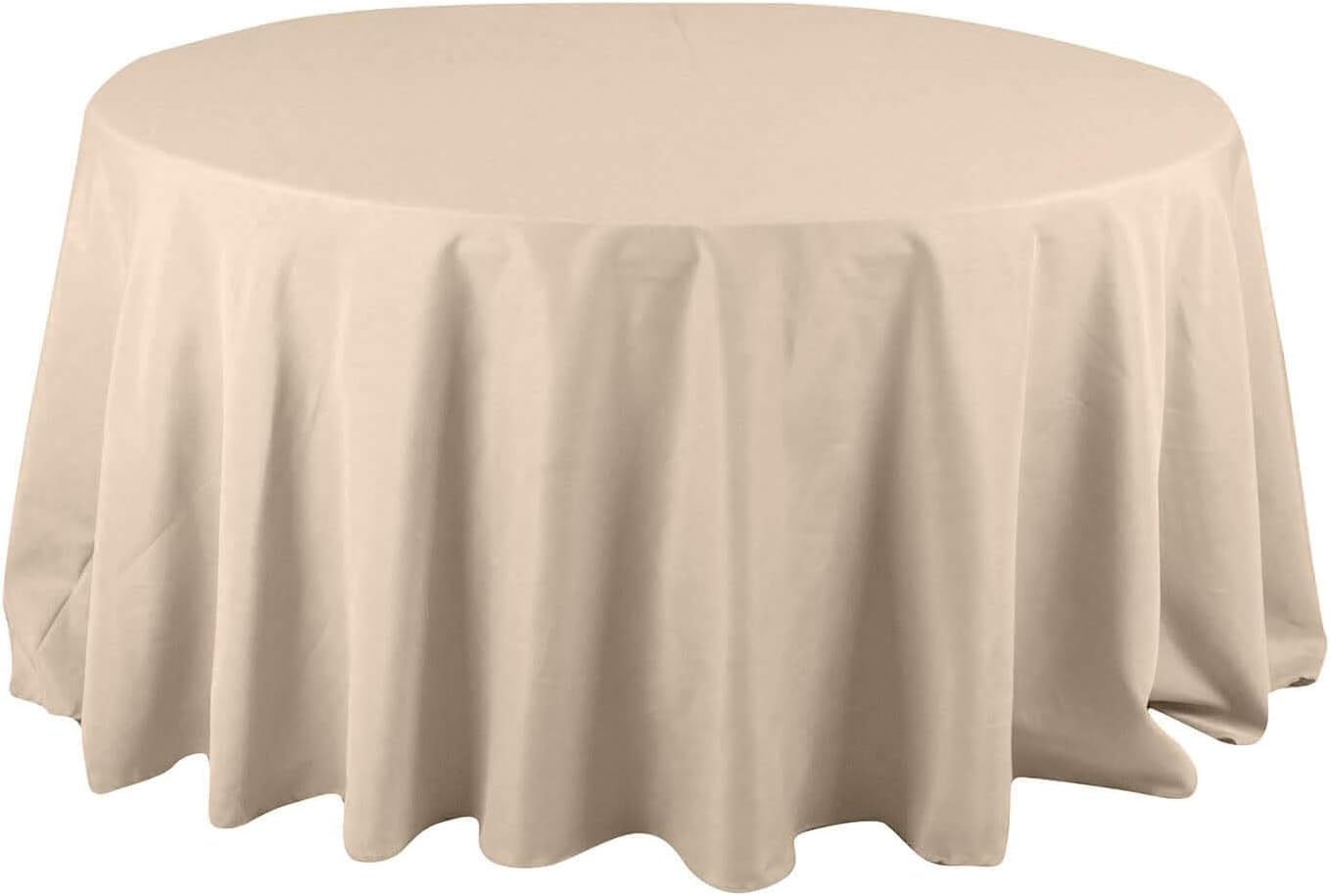 Efavormart Round Tablecloth, 132 Inch Stain & Wrinkle Resistant Washable Table Cloth, Decorative Polyester Fabric Table Cover for Banquet, Wedding, Dining- Nude Beige