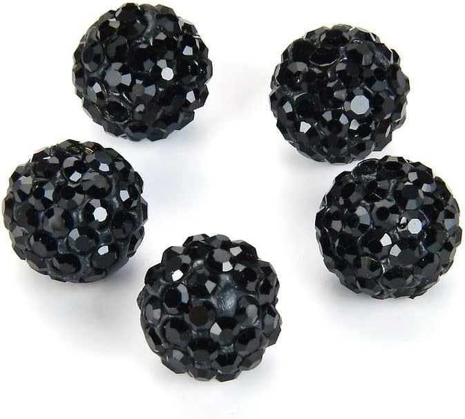 50pcs Adabele Grade A Suncatcher Crystal Rhinestone Pave Loose Beads 8mm Jet Black Polymer Clay Disco Ball Spacers Compatible with Shamballa All Craft Jewelry Making DB8-23
