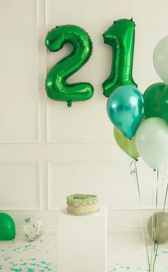 Green Number 7 Birthday Balloon 40 Inch, Digital Balloons for 7 17 27 70 77 Party Celebration Decorations Supplies, Mylar Foil Numbers Balloon for Seven Wedding Anniversary