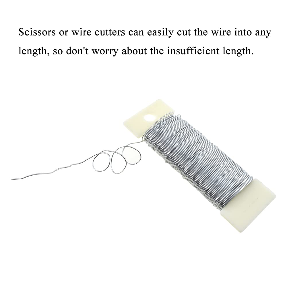 HAHIYO 22Gauge Silver Flexible Metal Floral Wire - 3 Rolls Total 115 Yards (345 Feet) for Crafts, Christmas Wreaths, Tree, Flower Arrangement, Bouquet Wrapping, Wedding DIY