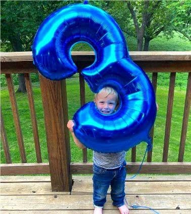 40 Inch Navy Blue 3 Large Number Balloon, 3 13 23 30 33 36 38Blue Birthday Party Decorations, Number Three Foil Balloons for Anniversary Party Graduations Celebration Supplies