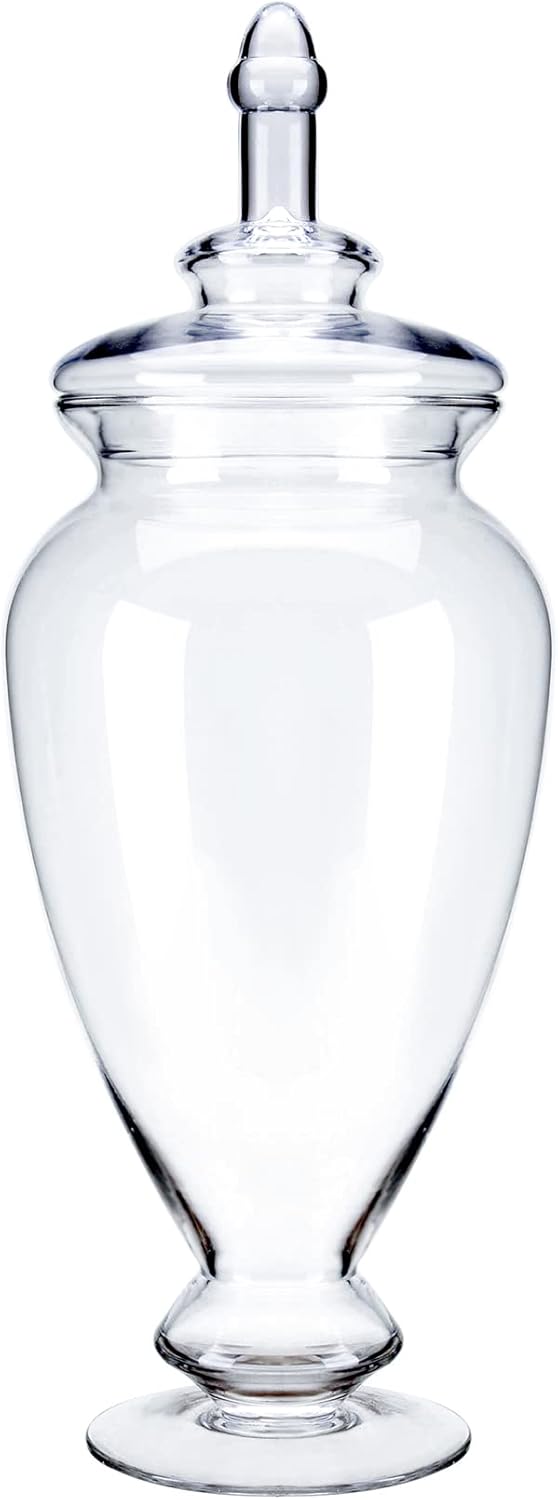 Glass Large Apothecary Jars, Clear Candy Bowl Dishes Holder Elegant Storage Buffet Display, Decorative Wedding Candy Organizer Canisters (Height: 20" Body: 7.5")