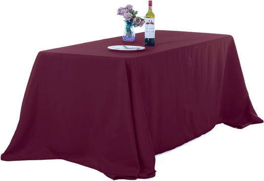 Ascoza 2pack 90x132 Inch Burgundy Rectangular Tablecloth 6 Feet Table Cloth in Polyester Fabric for Wedding/Banquet/Restaurant/Parties