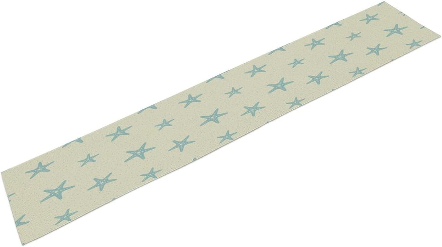 Sea Turtle Table Runner Marine Life Starfish Nautical Blue Green Ocean Theme Kitchen Table Decorations for Indoor Outdoor Home Party Decorations 13 * 108 Inch