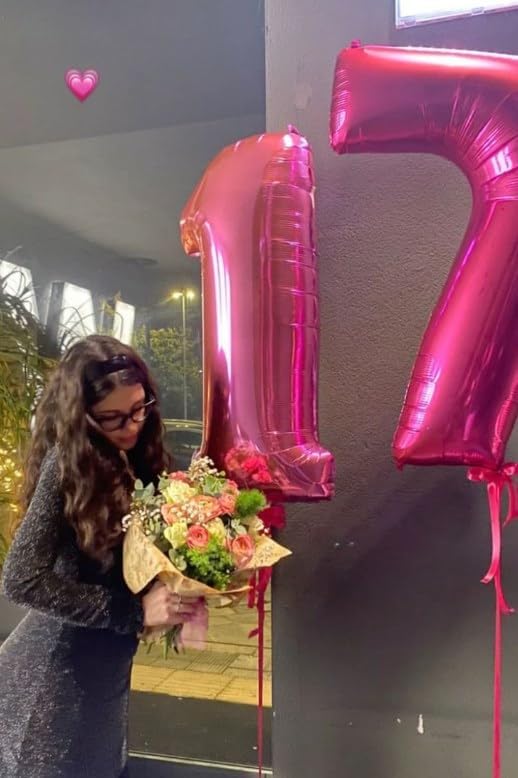 Hot Pink Number 70 Birthday Balloon 40 Inch, Digital Balloons for 70 Party Celebration Decorations Supplies, Mylar Foil Numbers Balloon for 70th Wedding Anniversary