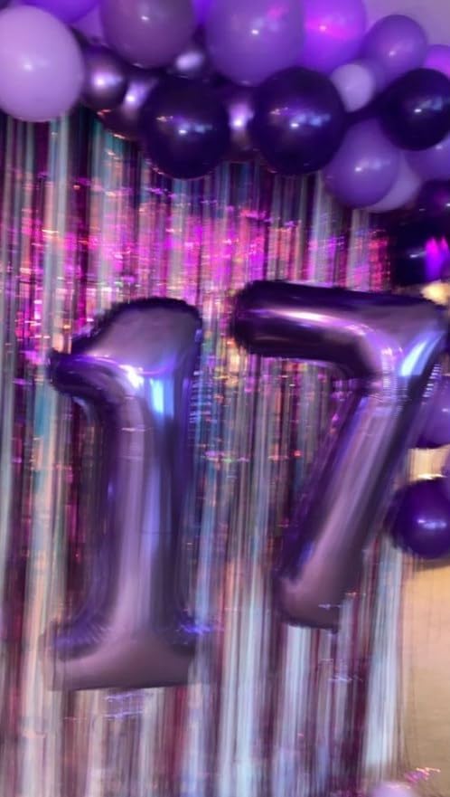 Purple Number 7 Birthday Balloon 40 Inch, Digital Balloons for 7 17 27 70 77 Party Celebration Decorations Supplies, Mylar Foil Numbers Balloon for Seven Wedding Anniversary