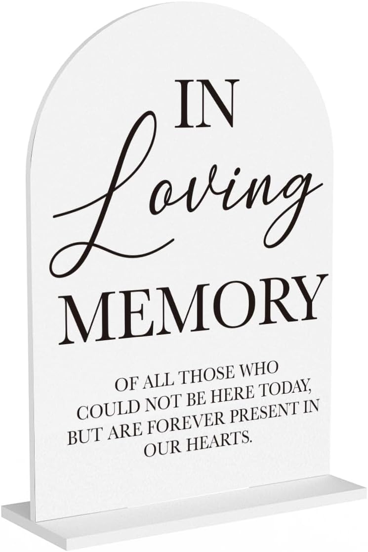 In Loving Memory Wedding Sign, Wedding Engagement Bridal Shower Reception Event Party Table Desk Acrylic Decor
