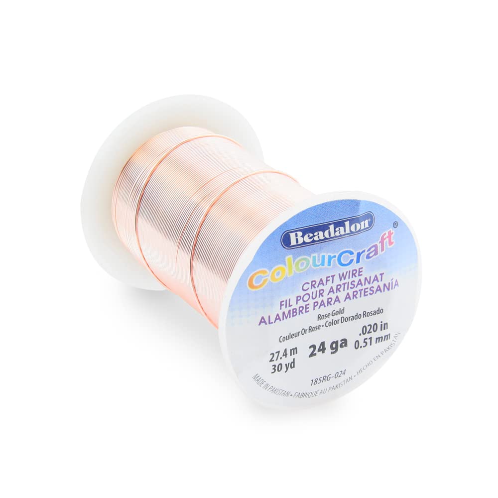 Beadalon ColourCraft Wire, 24 Gauge, Rose Gold Color Silver Plated, 30 yd Spool