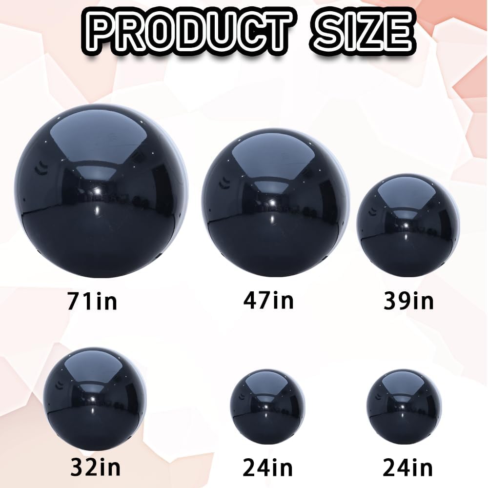 Inflatable Mirror Ball Set - Airtight PVC Spheres for Parties, Weddings, and Events. Perfect for Decoration, Hanging, and Displays. Includes Electric Pump (Black, 24in-2pk_32in_39in_47in_71")