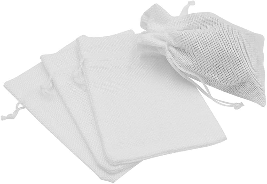 20pcs Burlap Bags with Drawstring, 5x7 Inch White Linen Gift Bags Bulk for Christmas Wedding Party Favors, Jewelry and Candy Pouches
