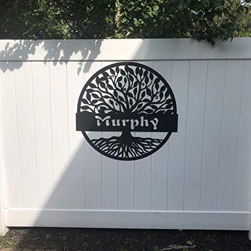 RealSteel Personalized Metal Wall Art - Custom Tree of Life Design with Family Name - Circular Metal Sign - Personalized Wedding, Anniversary, or Housewarming Gift (24")