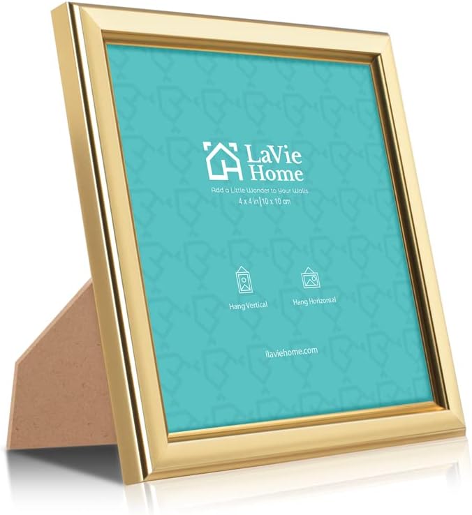 LaVie Home 4x4 Picture Frames (12 Pack, Gold) Simple Designed Photo Frame with High Definition Glass for Wall Mount & Table Top Display, Set of 12 Classic Collection