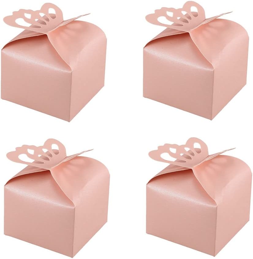 KUPOO 50PCS Small Pink Butterfly Favor Boxes Girl Baby Shower Candy Box Small Butterfly Gift Boxes Party Favors for Wedding Birthday