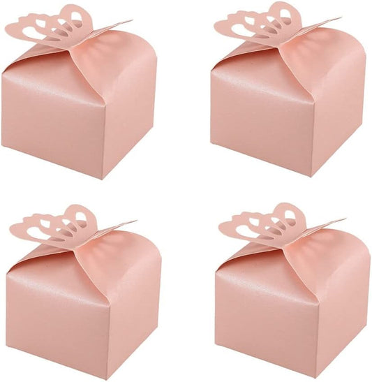 KUPOO 50PCS Small Pink Butterfly Favor Boxes Girl Baby Shower Candy Box Small Butterfly Gift Boxes Party Favors for Wedding Birthday