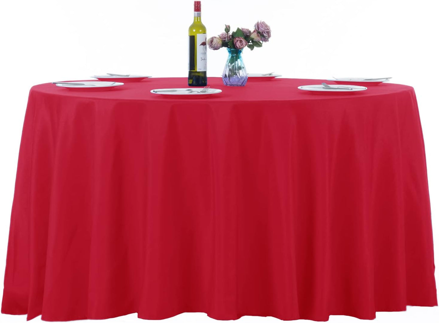 Ascoza 2pack 120 Inch Red Round Tablecloth in Washable Polyester Fabric for Wedding/Banquet/Restaurant/Parties…