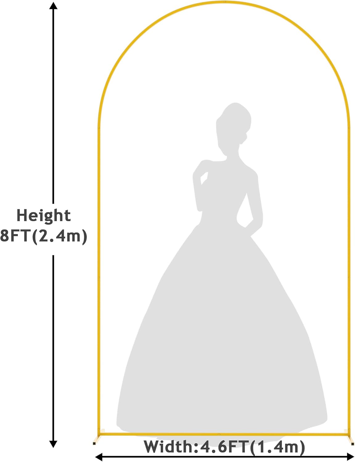 Putros Wedding Arch Stand Gold 8FT Metal Balloon Arched Backdrop Stand for Wedding Ceremony Birthday Party Bridal Baby Shower Decoration