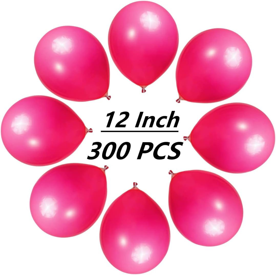 300 Pack Hot Pink Balloons 12 inch Dark Pink Latex Party Balloon Bulk for Various Party Events Decorations