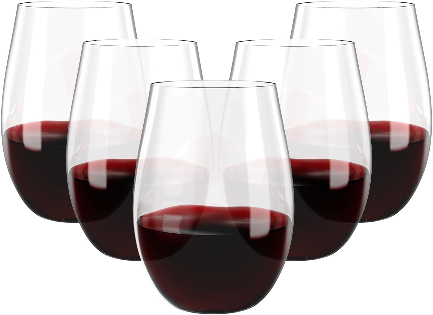 FOCUSLINE 20 Pack 16 Oz Plastic Wine Glasses, Stemless Plastic Wine Cups Heavy Duty, Unbreakable Disposable Wine Glasses for Wedding or Party