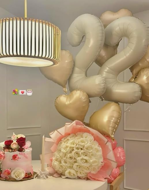 40 Inch Cream White Large Number 4 Birthday Balloon, Giant Number Four 14 24 34 40 44 Balloons, Foil Mylar Big Balloons for Anniversary Graduation Supplies Decorations