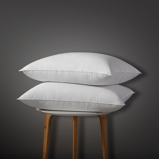 Globon Luxury Down Pillows Queen Size Set of 2 for Side Sleepers, 100% Cotton Shell Hotel Collection Bed Pillow for Sleeping, Firm Down Surrounded Feather Pillow 20" x 30"