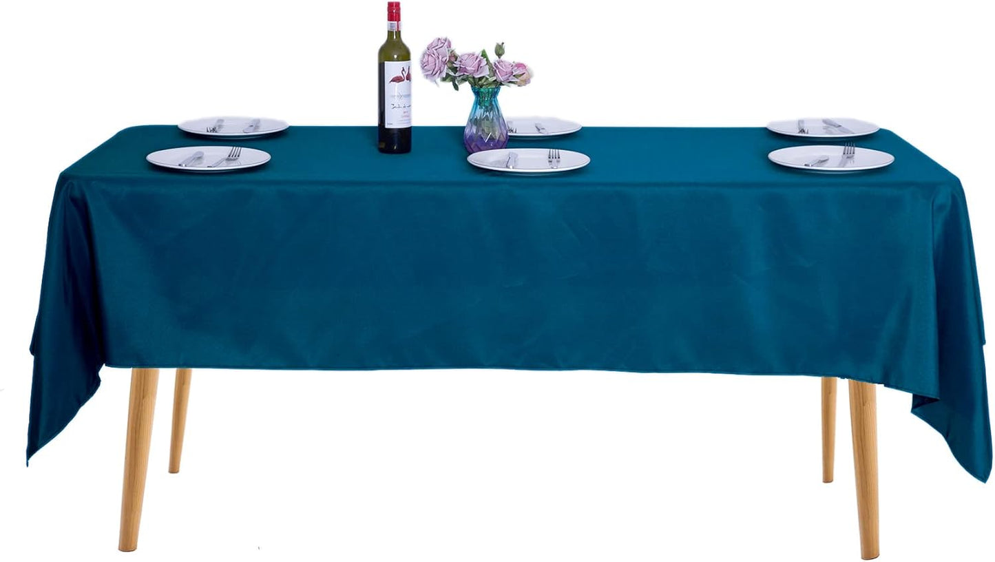 Ascoza 2pack 60x102 Inch Peacock Blue Rectangular Tablecloth 6 Feet Table Cloth in Polyester Fabric for Wedding/Banquet/Restaurant/Parties