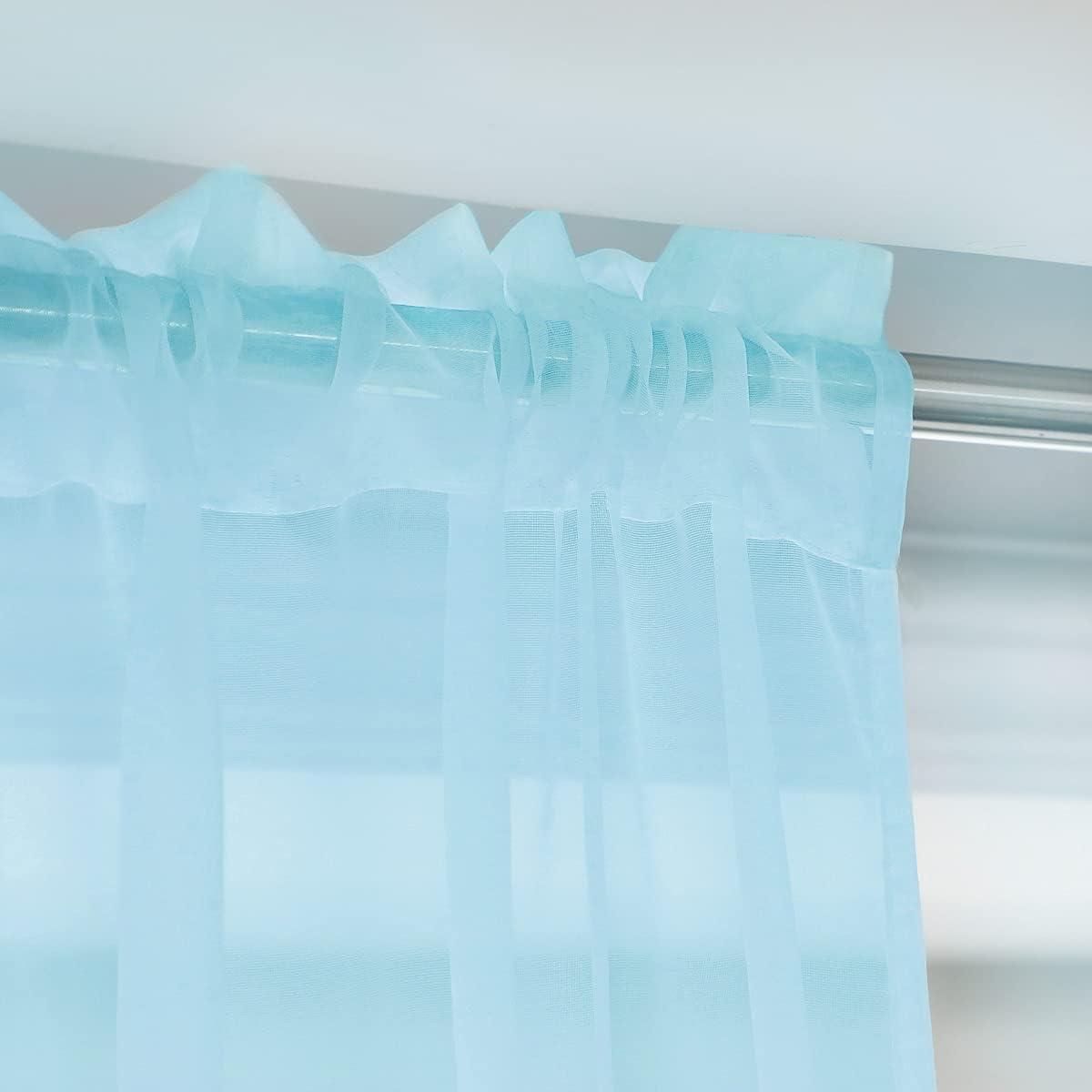 Window Lake Blue Sheer Curtains 48 Inches Width 45 Inches Long 2 Panels Sheer Curtain Clear Curtains Basic Rod Pocket Panel for Home Living Room Bedroom Kids Room Yard Patio Parlor Sliding