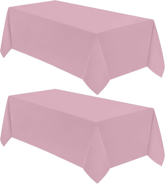 VidaFete 2 Pack 90 * 132inch Rectangle Table Cloth Polyester, Stain Wrinkle Resistant Polyester Dining Table Cover for Kitchen Dinning Party Wedding Rectangular Table Buffet Decoration(Pink)