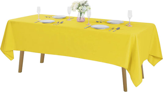 Rectangle Tablecloth 60x120 inch Washable Polyester Fabric Table Cloth for Wedding Party Dining Banquet Decoration（60x120, Yellow）