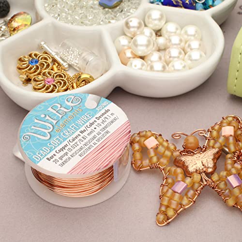 The Beadsmith Wire Elements Craft Wire – Tarnish Resistant, Soft Temper, Round, Bare Copper Color – 0.81mm, 20 Gauge, 10 Yard Spool – Jewelry Making, Wire Wrapping, Floral, & Other DIY Crafts