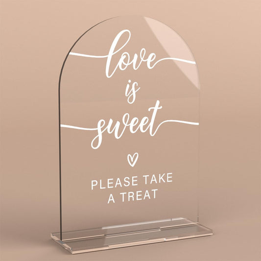 Acrylic Wedding Sign Love is Sweet Sign for Wedding Wedding Signs for Ceremony Modern Calligraphy Arch Acrylic Table Top Sign for Wedding Reception and Event Party Table