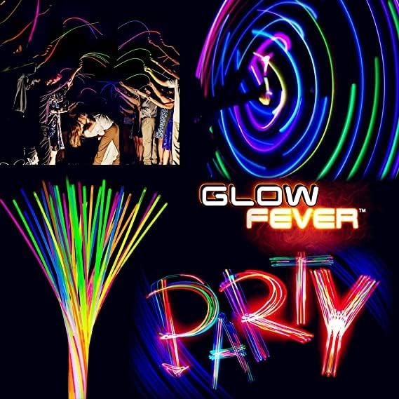 Glow Fever Glow Sticks Bulk 100ct 22'' Glow Necklaces with Connectors, Neon Light Sticks for Party Festivals Raves Concert Birthday Wedding, Blue