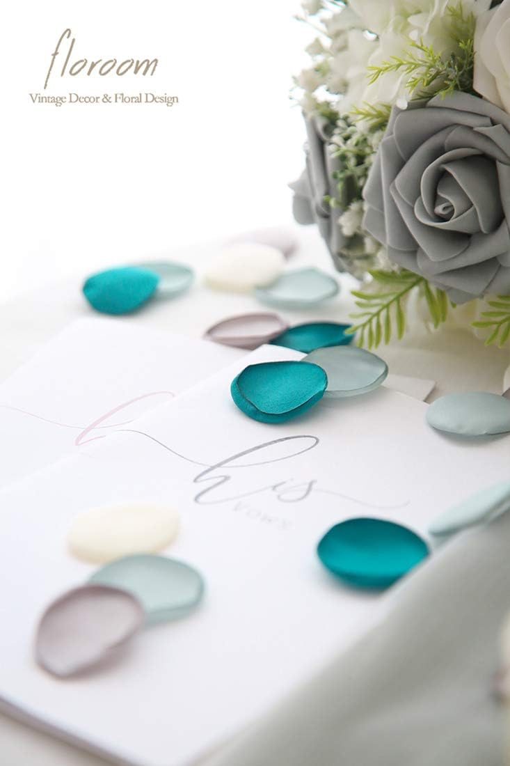 Floroom 300pcs Rose Petals Teal Green Faux Silk Flower Petals for Wedding Flower Girl Basket Aisle Scatter Cake Table Centerpieces Party Confetti Baby Shower Romantic Night Decoration Home Decor