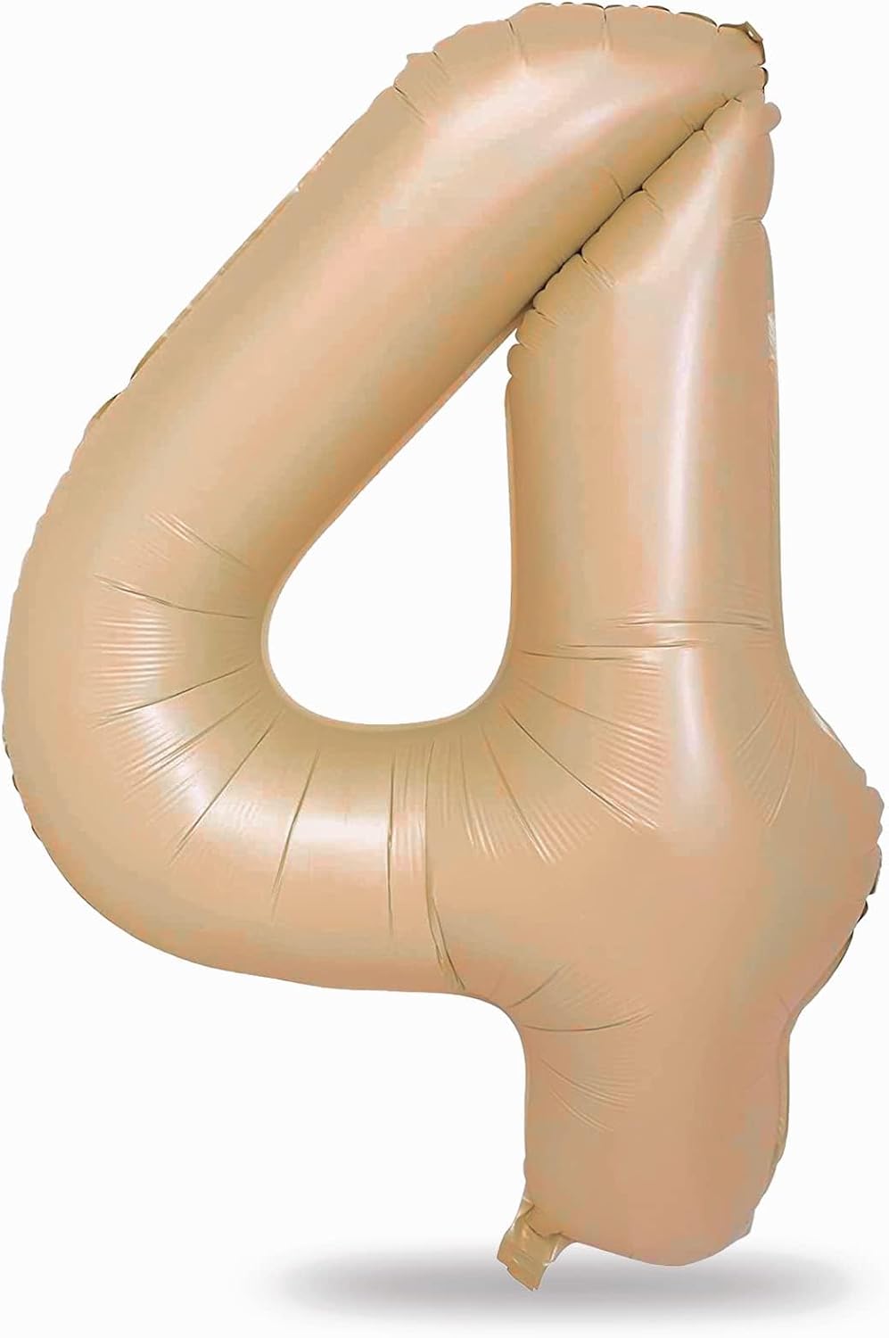 Nude Balloon Number 4, 40 Inch Large Self Inflating Brown Foil Number Balloons 0-9, Giant Apricot 4 Digital Helium Balloon for 4th 14th Girls Boys 40th Women Men Birthday Party Celebration Decorations