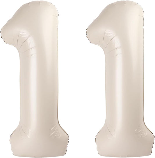 Cream White Number 11 Balloon 40 inch, Number 11 Birthday for Boy Girl, Cream White Foil 11 Balloon for 11st 11 Birthday Party, Anniversary Celebration Number Decorations