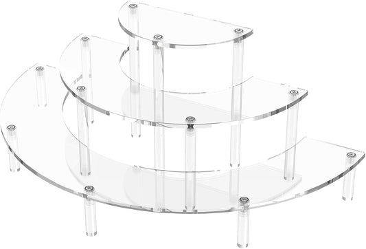 3 Tier Acrylic Display Risers, Half Moon Cupcake Stand, Clear Perfume Organizer, Dessert Stand for Display, Clear Display Stand for Food, Cupcake, Perfume, Collections