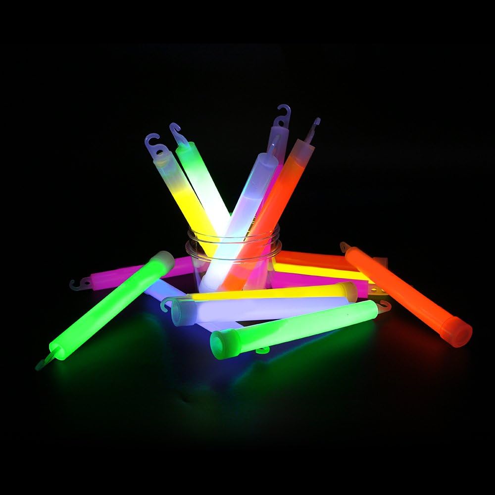 novelinks 50 Pcs 6'' Premium Glow Sticks Bulk - Ultra Bright Large Glow Necklaces Light up Glow in The Dark , Emergency Glow Sticks, Long-lasting Lighting Waterproof(Green)